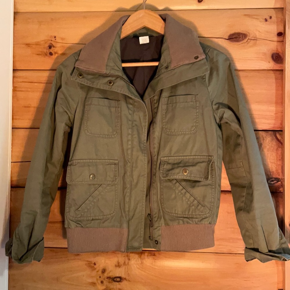 J Crew Green Bomber Jacket Size 0